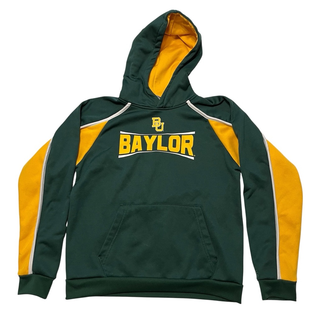 Colosseum Baylor University Green Yellow Hoodie Sweatshirt Bears Adult Small